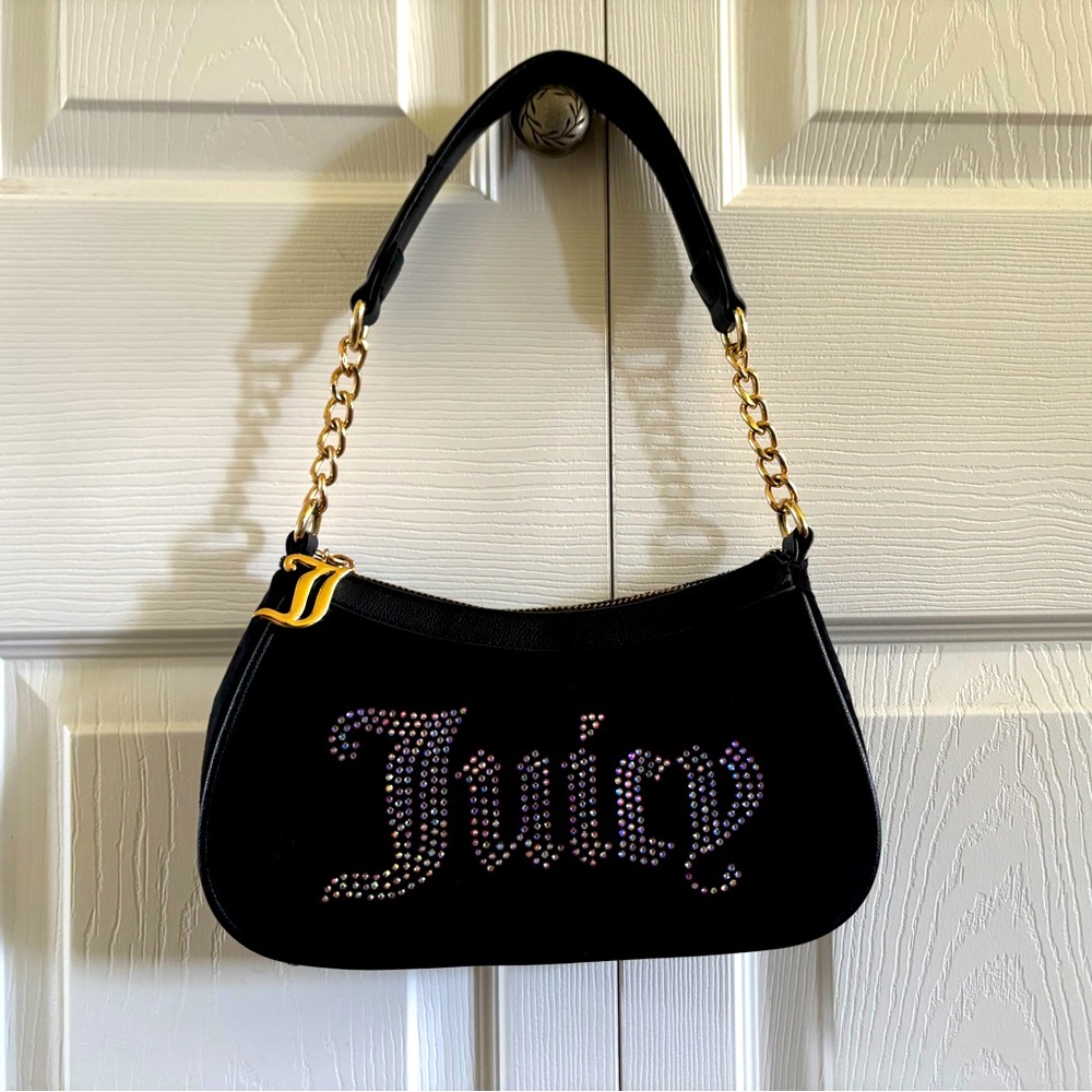 Juicy Couture Black Shoulder Bag with Gold Chain